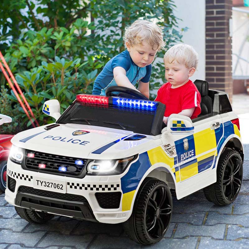 2026 Kids Ride On Police Car 12V Battery Powered Electric Riding Toy Truck Car with LED Siren Flashing Light