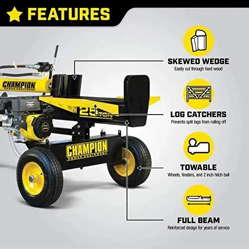 2026 NewChampion Power Equipment-100251 25-ton petrol log splitter with horizontal/vertical splitting wedge and automatic return
