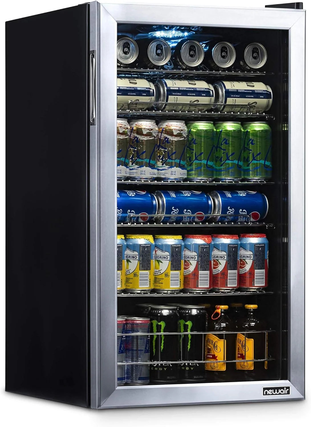 2026 Beverage Refrigerator Cooler | 126 Cans Free Standing with Right Hinge Glass Door | Mini Fridge Beverage Organizer Perfect For Beer, Wine, Soda, And Cooler Drinks