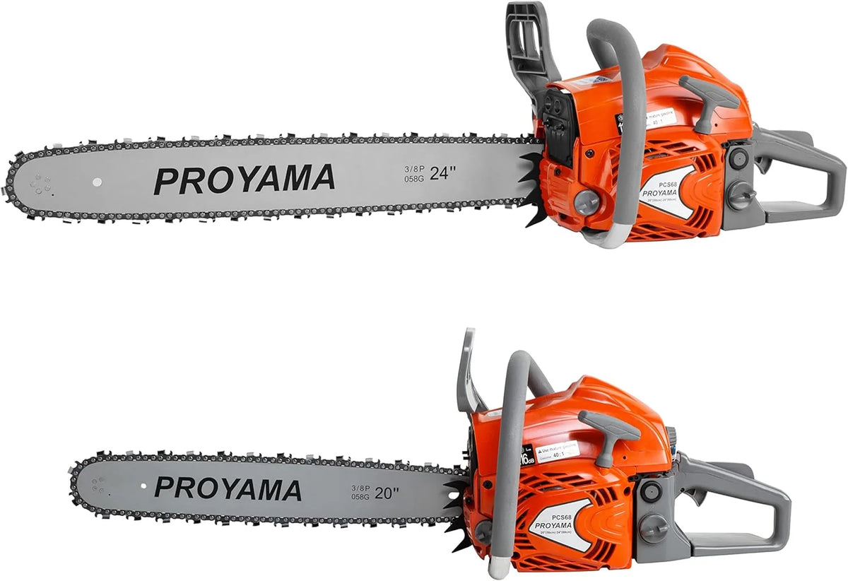 2026 68CC 2-Cycle Top Handle Gas Powered Chainsaw 24 Inch 20 Inch Petrol Handheld Cordless Chain Saw for Tree Wood Cutting