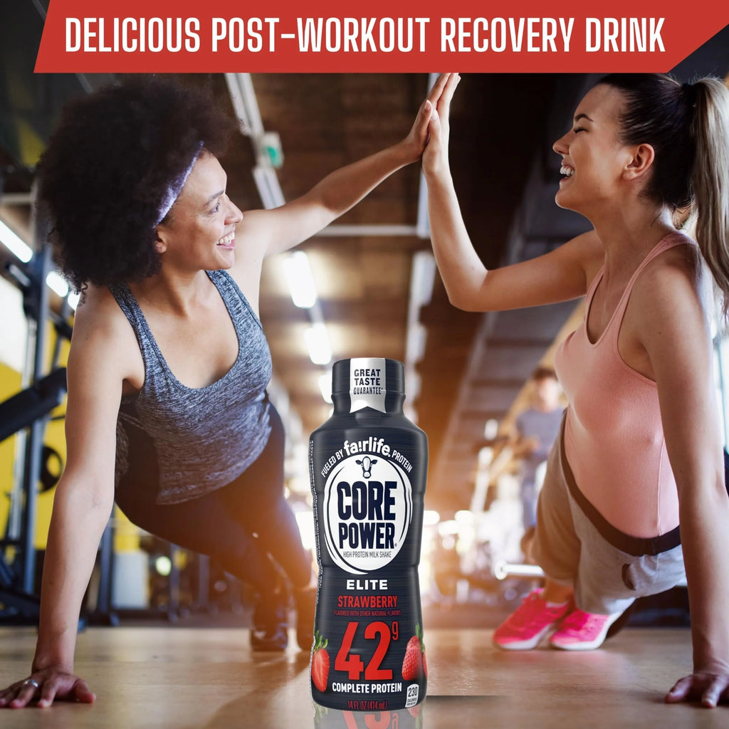 2026 Core Power Fairlife Elite 42g High Protein Milk Shake - Kosher, Strawberry Protein Shake for Workout Recovery - 14 Fl Oz Pack of 12 & Multi-Purpose Key Chain