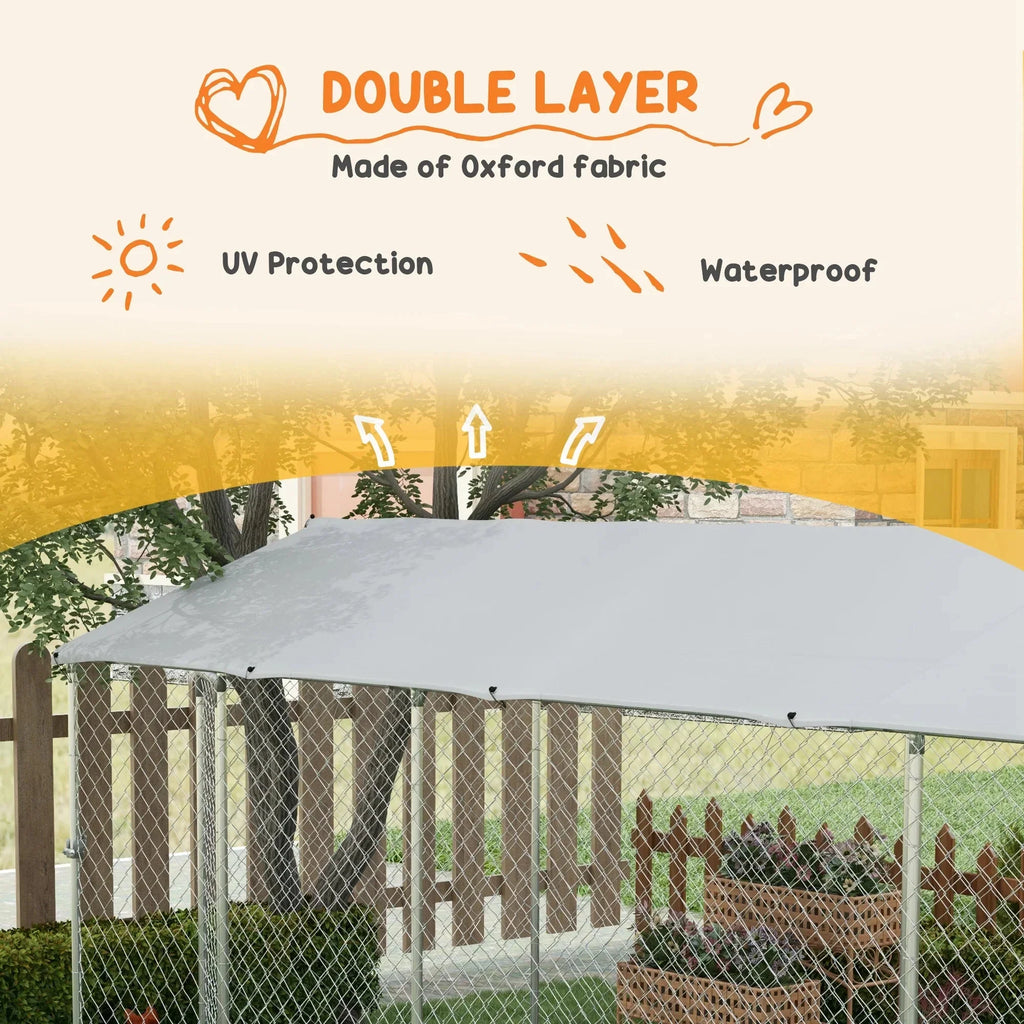 2026 19.7' x 7.5' x 7.5' Outdoor Dog Kennel W/ Waterproof Roof