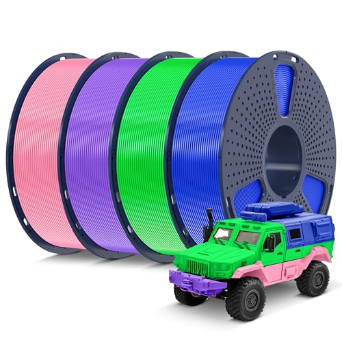 2026 SUNLU 4kg PLA 3D Printer Filament Bundle, Neatly Wound PLA Filament 1.75mm ±0.02mm, Individually Vacuum Packed, 4kg in Total, 1kg per Spool, 4 Pack, 4000g, 4Black