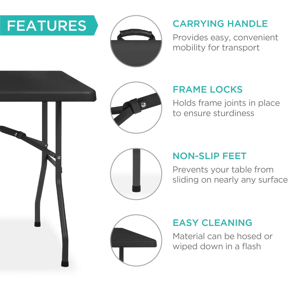 2026 NewBest Choice Products 6ft Plastic Folding Table, Indoor Outdoor Heavy Duty Portable w/ Handle, Lock - White