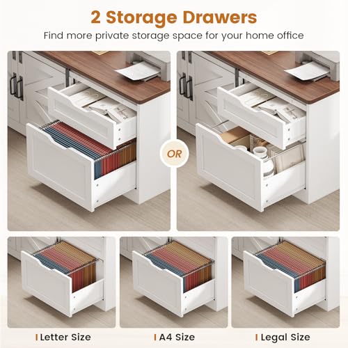 2026 SEDETA Farmhouse L Shaped Standing Desk, 55 inch Height Adjustable Corner Desk with Storage Drawers, Standing Computer Desks with Power Outlets for Home Office, Black