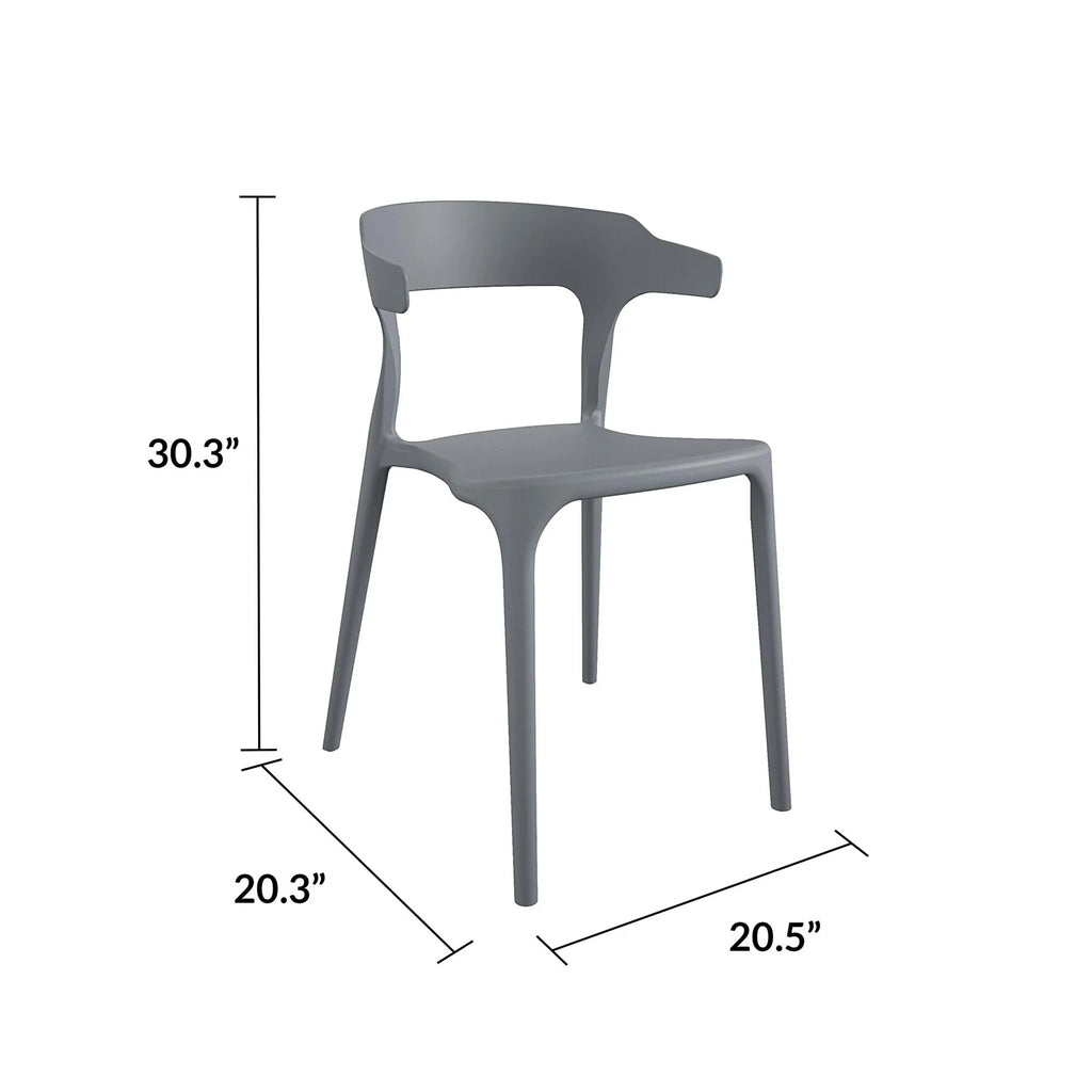 2026 NewNovogratz Poolside Collection, Felix Stacking Dining Chairs, Indoor/Outdoor, 4-Pack, Charcoal