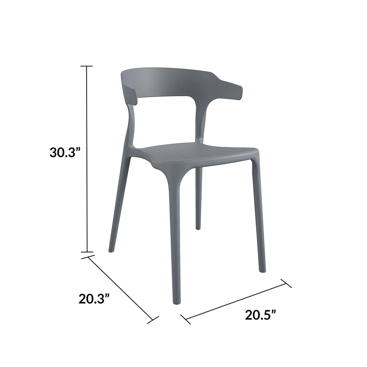 2026 NewNovogratz Poolside Collection, Felix Stacking Dining Chairs, Indoor/Outdoor, 4-Pack, Charcoal