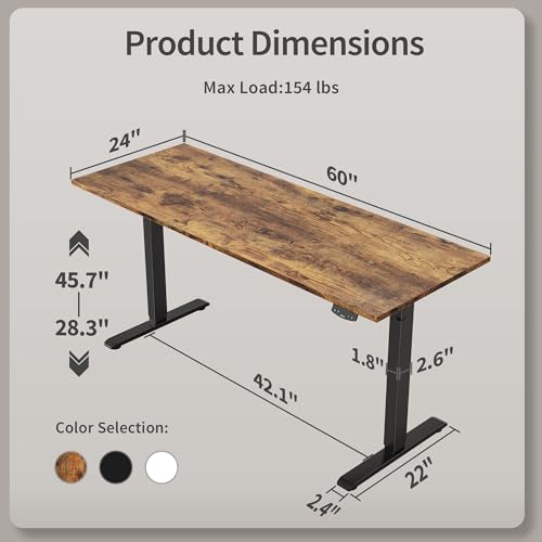 2026 Agilestic Electric Standing Desk, 48 x 24 Inches Height Adjustable Desk, Sit Stand up for Work Office Home, Ergonomic Rising Computer Table with Memory Preset, Rustic Brown