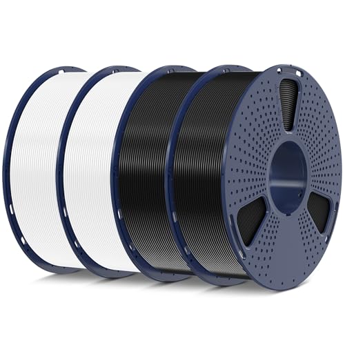 2026 SUNLU 4kg PLA 3D Printer Filament Bundle, Neatly Wound PLA Filament 1.75mm ±0.02mm, Individually Vacuum Packed, 4kg in Total, 1kg per Spool, 4 Pack, 4000g, 4Black