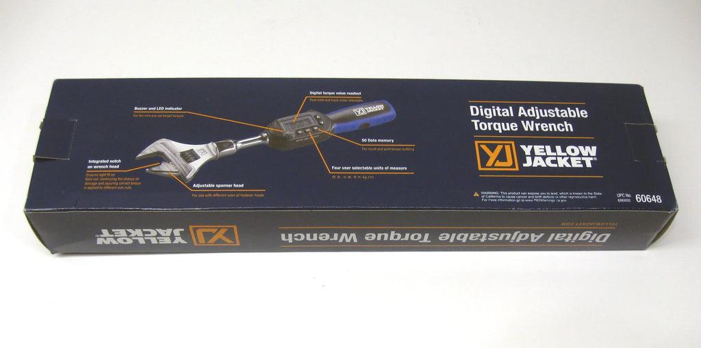 2026 NewYellow Jacket 60648 Digital Adjustable Torque Wrench 752 in-lb Torque 10.6 in