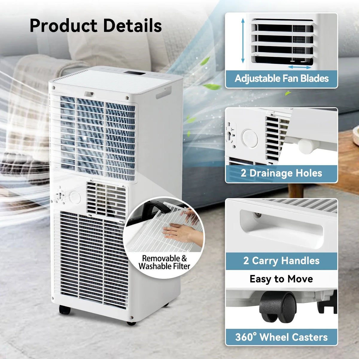 2026 NewBapipro 10,000 BTU Smart Portable AC - WiFi/Remote, 4-in-1 for 300 Sq.Ft, 24H Timer, Window Kit, ??55dB, ETL Certified