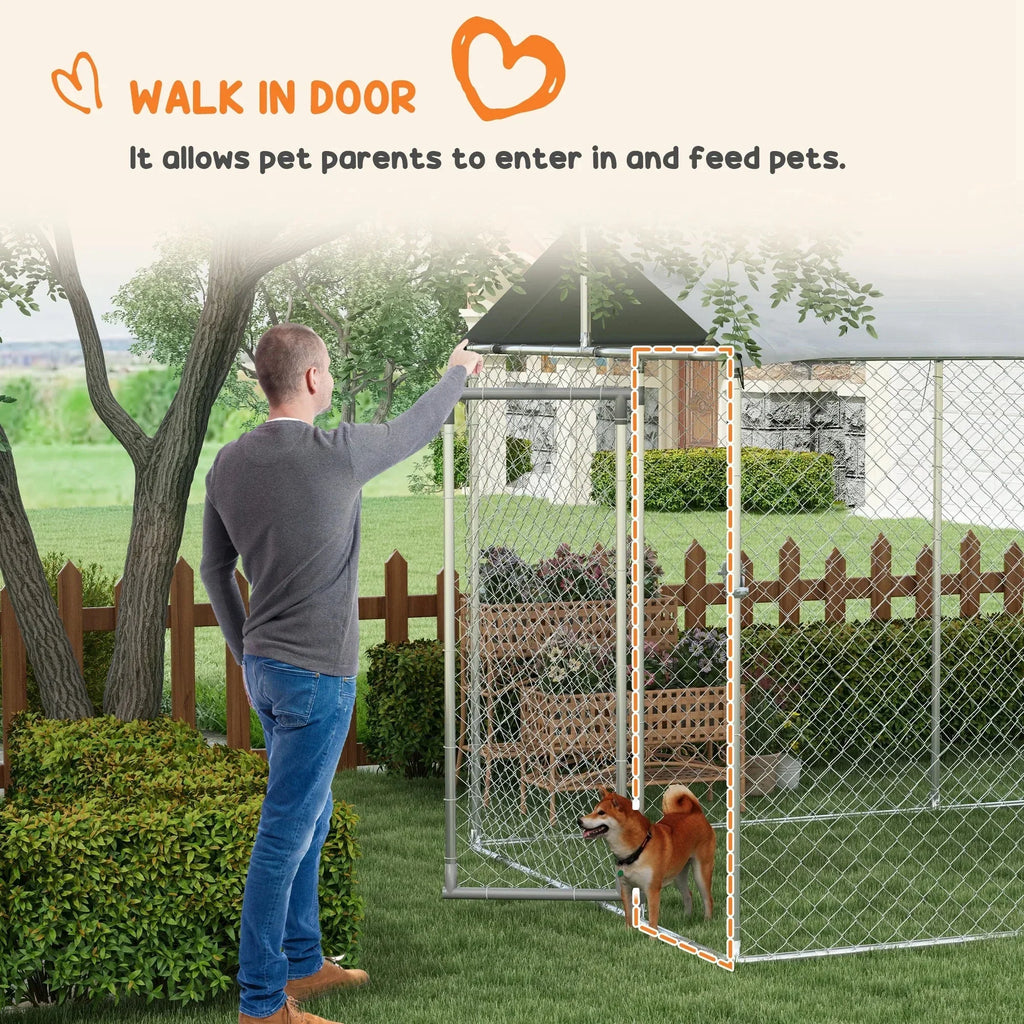 2026 19.7' x 7.5' x 7.5' Outdoor Dog Kennel W/ Waterproof Roof