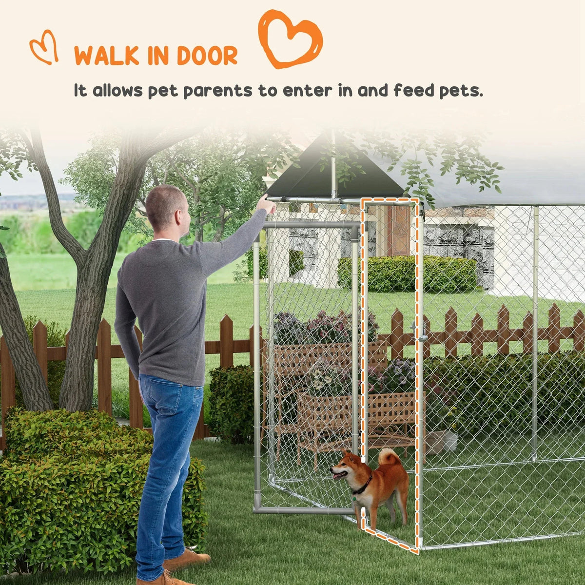 2026 19.7' x 7.5' x 7.5' Outdoor Dog Kennel W/ Waterproof Roof