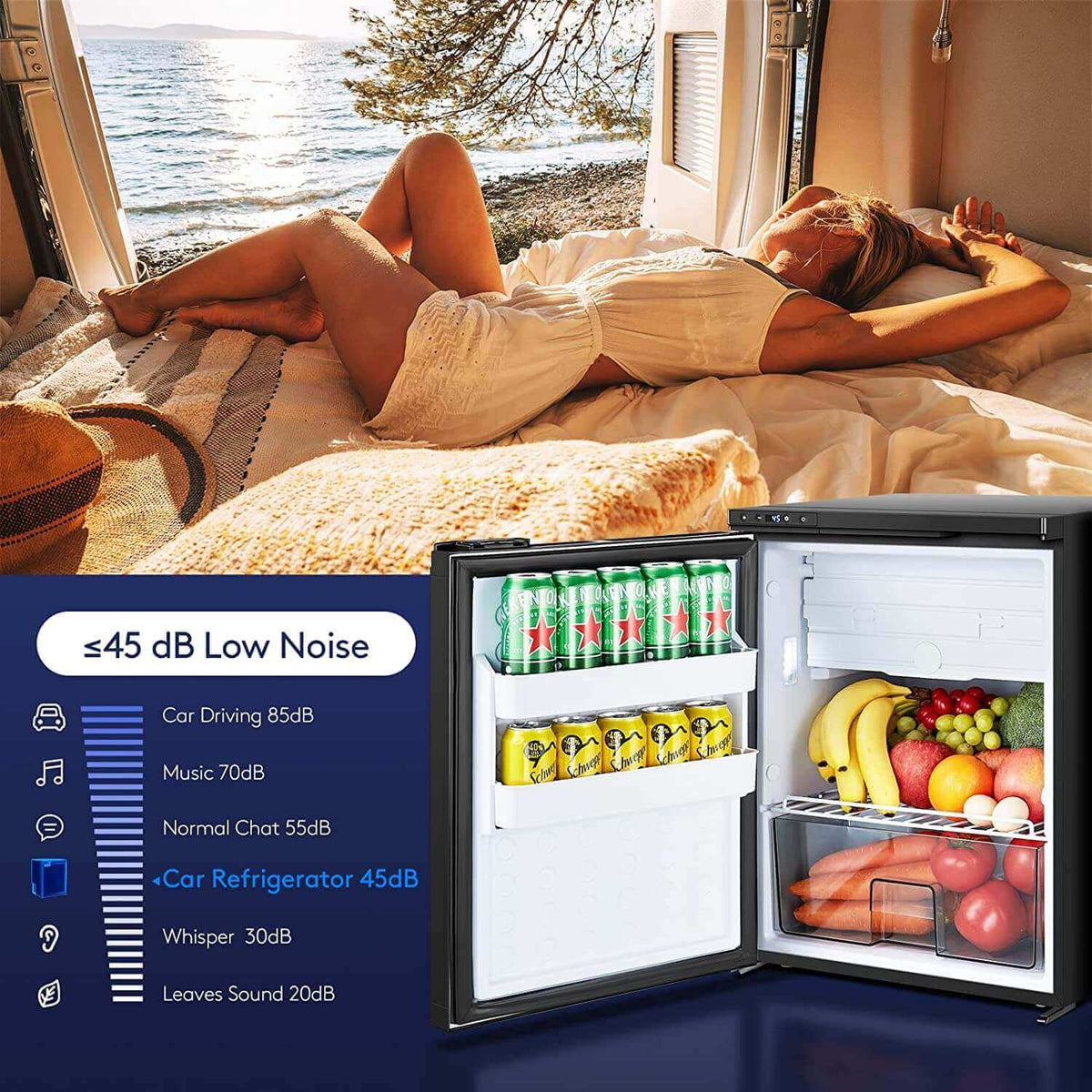 2026 12 Volt RV Refrigerator 2.3cu.ft 65L RV Fridge and Freezer