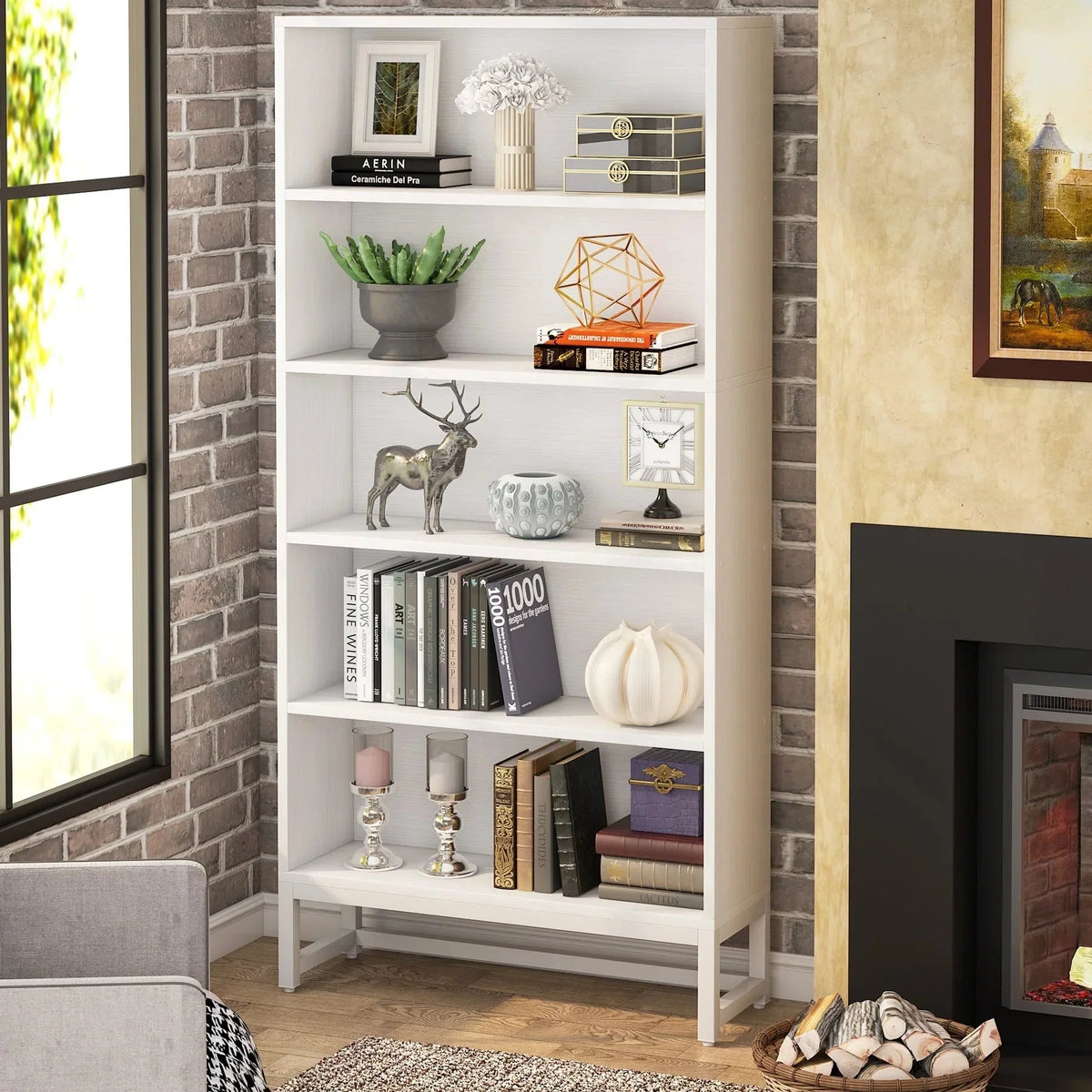 2026 70.87 Inch Tall 5-Tier Bookcase, Large Bookshelf with 31.5 Inch Wide Storage
