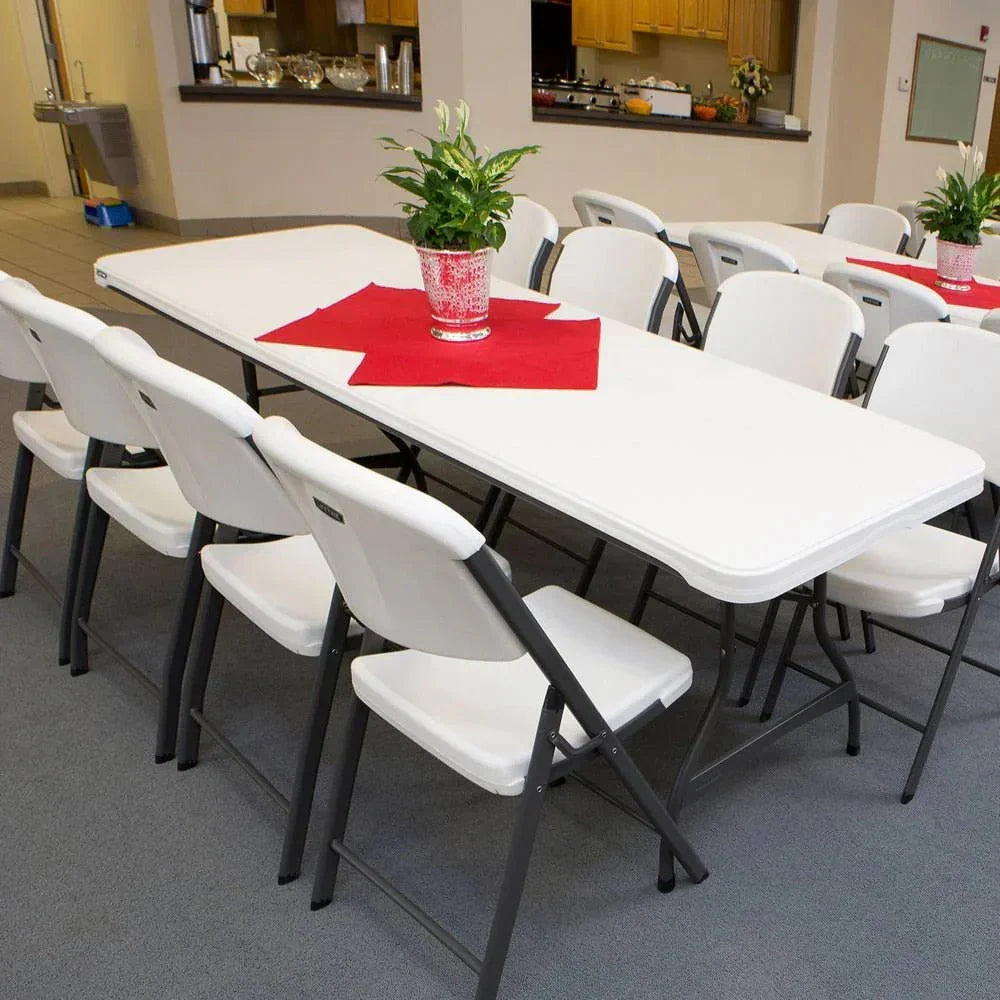 2026 NewLifetime 4-Pack Commercial Stackable Folding Table 8 Feet - White (80344)