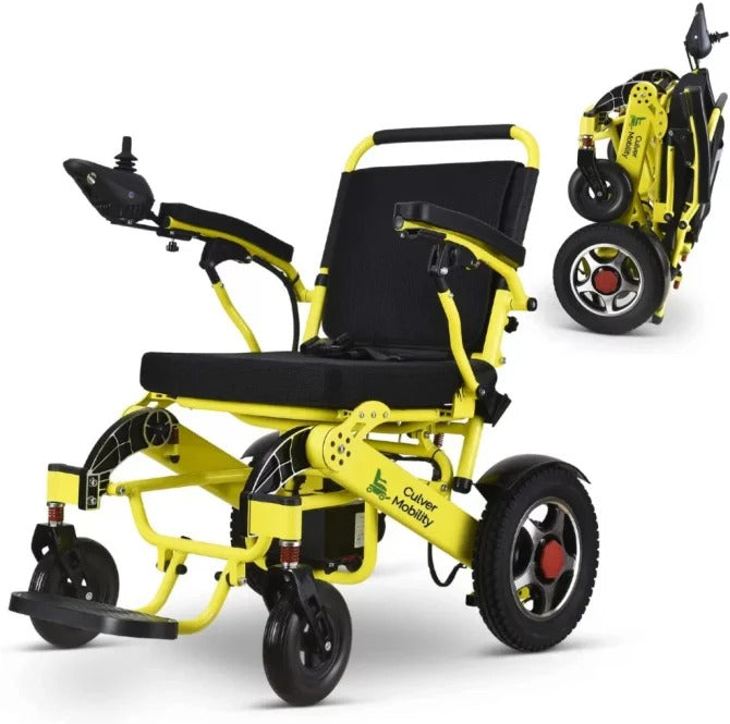 2026 Culver Mobility Electric Power Wheelchair Scooter Fold Lightweight Folding Safe Electric Wheelchair Motorized FDA Approved Aviation Travel (Free Wheelchair RAMP Gift) (Silver-17.5 inc) sgtnighsdesigns