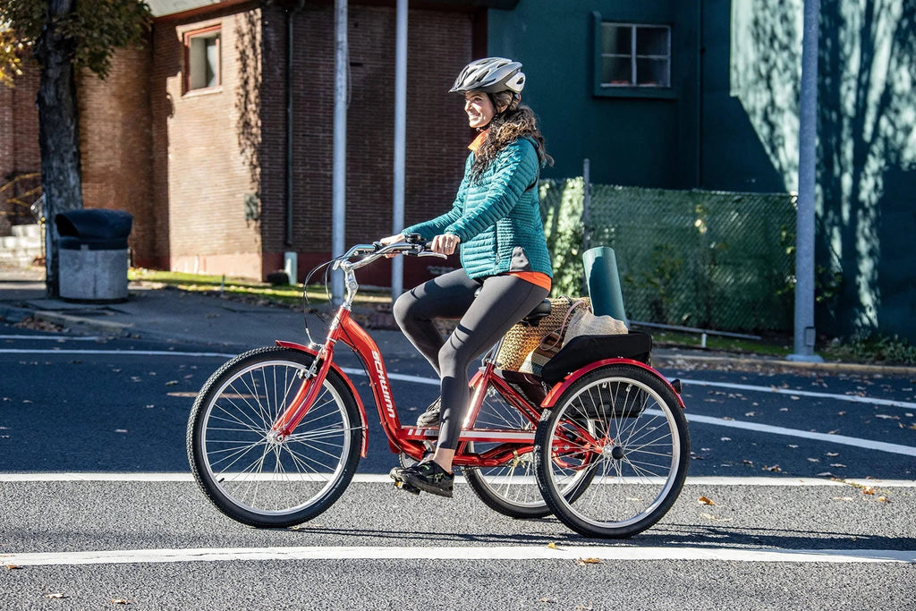 2026 New2025 Schwinn Meridian Adult Tricycle, Men's and Women's Beach Cruiser, 26-inch Wheels, Low Step-Through, Wide Saddle, Folding Rear Basket.