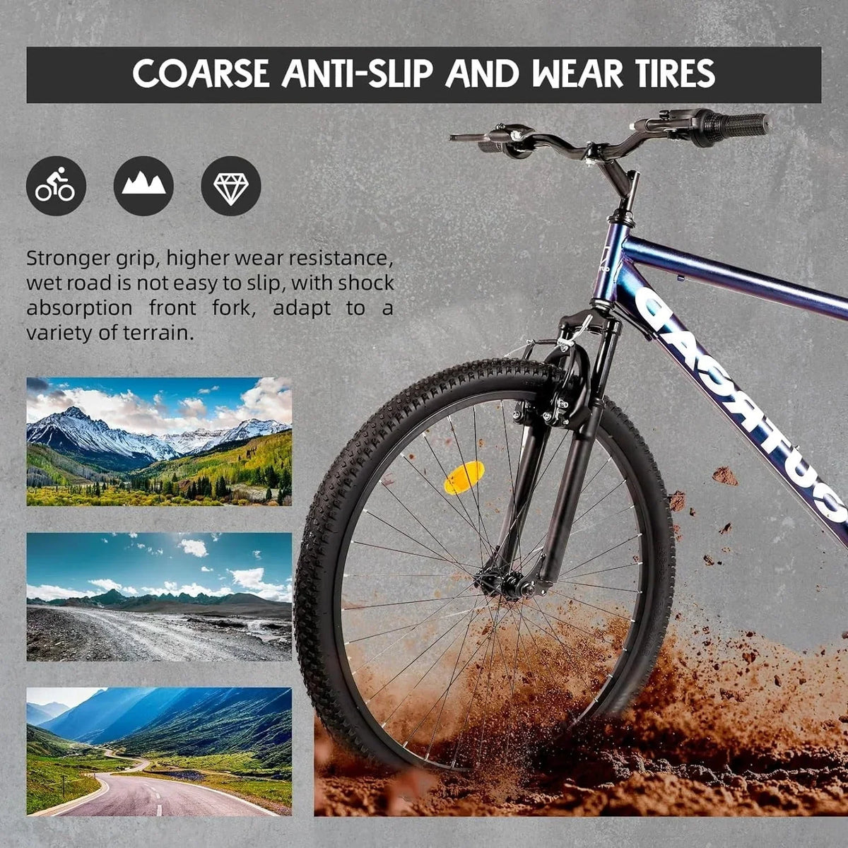 2026 NewOutroad 26 Inch Mountain Bike, 21-Speed/High-Carbon Steel/Aviation Grade Frame, Dual Disc/V Brake, Adjustable Ergonomic Seat Bycycle for Men Women Adult, Quick Assembly in 20 Minutes