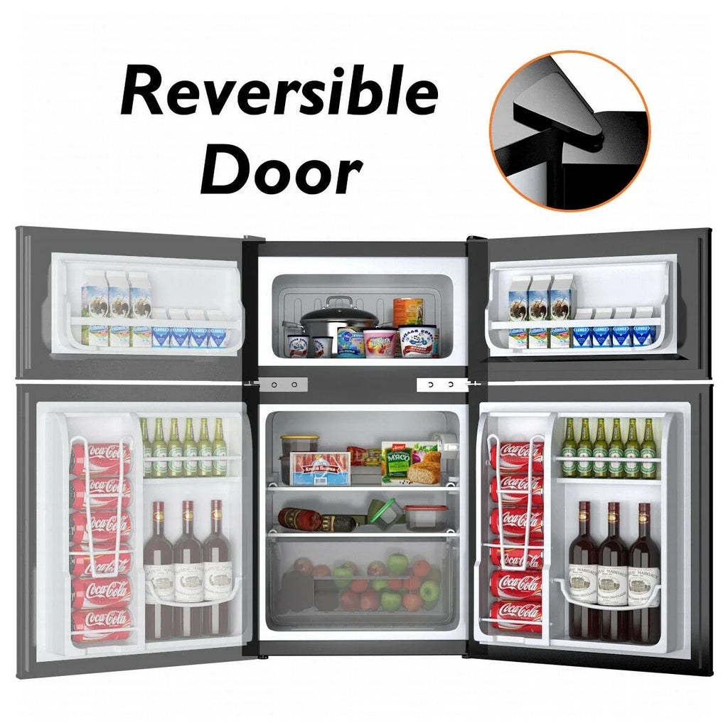 2026 NewCostway Refrigerator Small Freezer Cooler Fridge Compact 3.2 cu ft. Unit, Grey