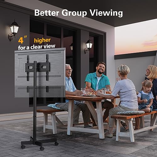 2026 Perlegear Rolling TV Stand for 23-60 Inch LCD LED OLED 4K Smart TVs Holds up to 88lbs, Mobile TV Stand with Height Adjustable, Tilting TV Cart with Locking Wheels Max VESA 400x400mm, PGTVMC16