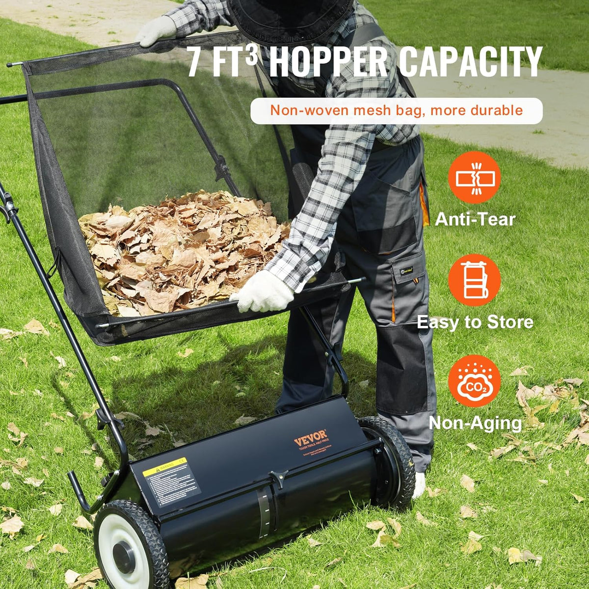 2026 Heavy Duty Steel 26 Inch Collector Push Lawn Sweeper