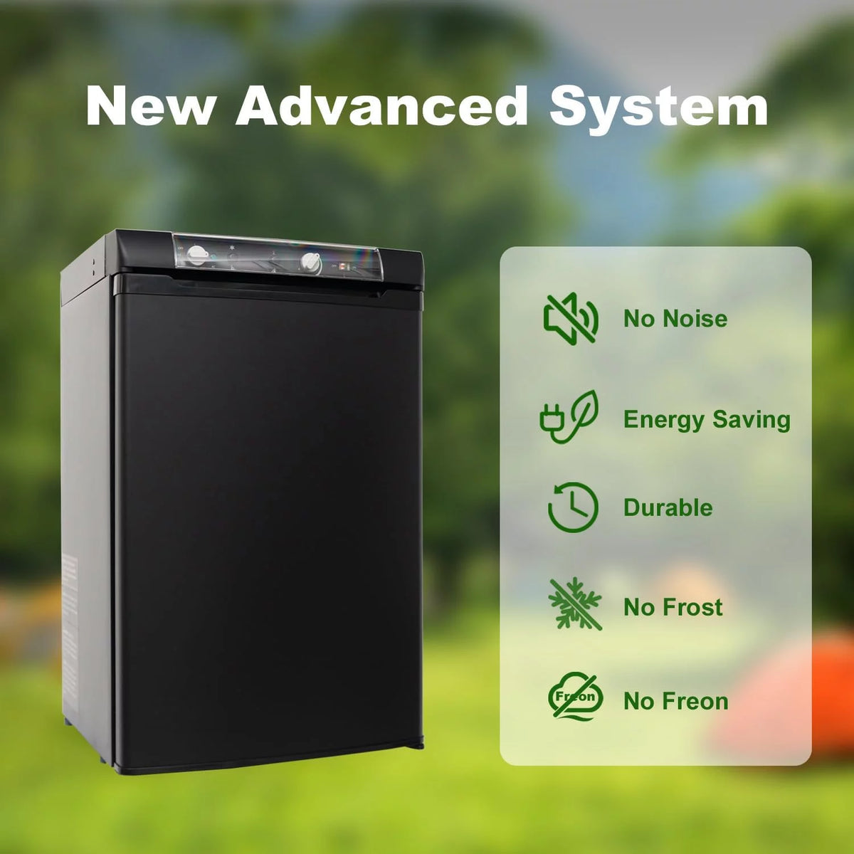 2026 SMAD 3.5 Cu ft 3 Way Fridge, Refrigerator Freezer Combo, 12V/110V/LPG Camping Offgrid RV Travel Cabin Truck Outdoor