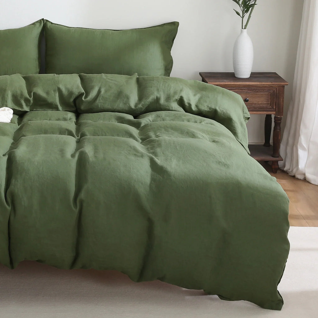2026 New100% Pure Linen Duvet Cover with Button Closure and Corner Ties Soft & Breathable - Natural Full/Queen