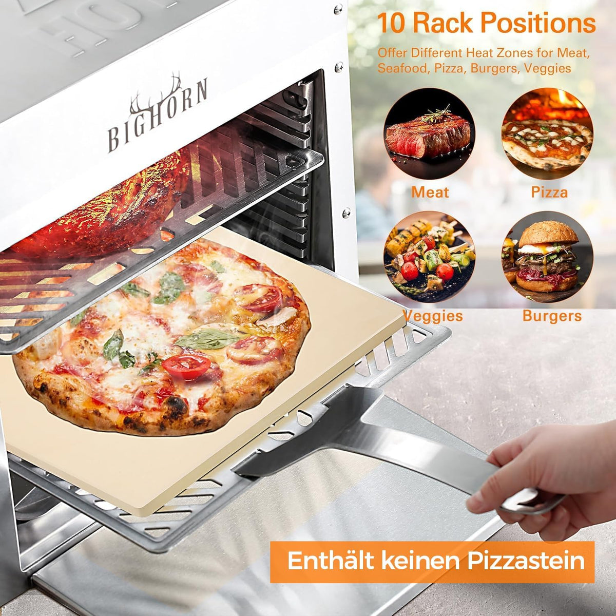 2026 1500 deg F Small Infrared Propane Gas Grill - Portable Steak Broiler & Sear Station Outdoor Salamander BBQ with Pizza Stone Stainless Steel