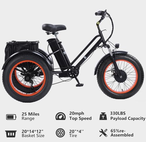 2026 Adult Electric Tricycle Adult Tricycle 3 Wheel Bikes Adults Electric Three Wheel Bike
