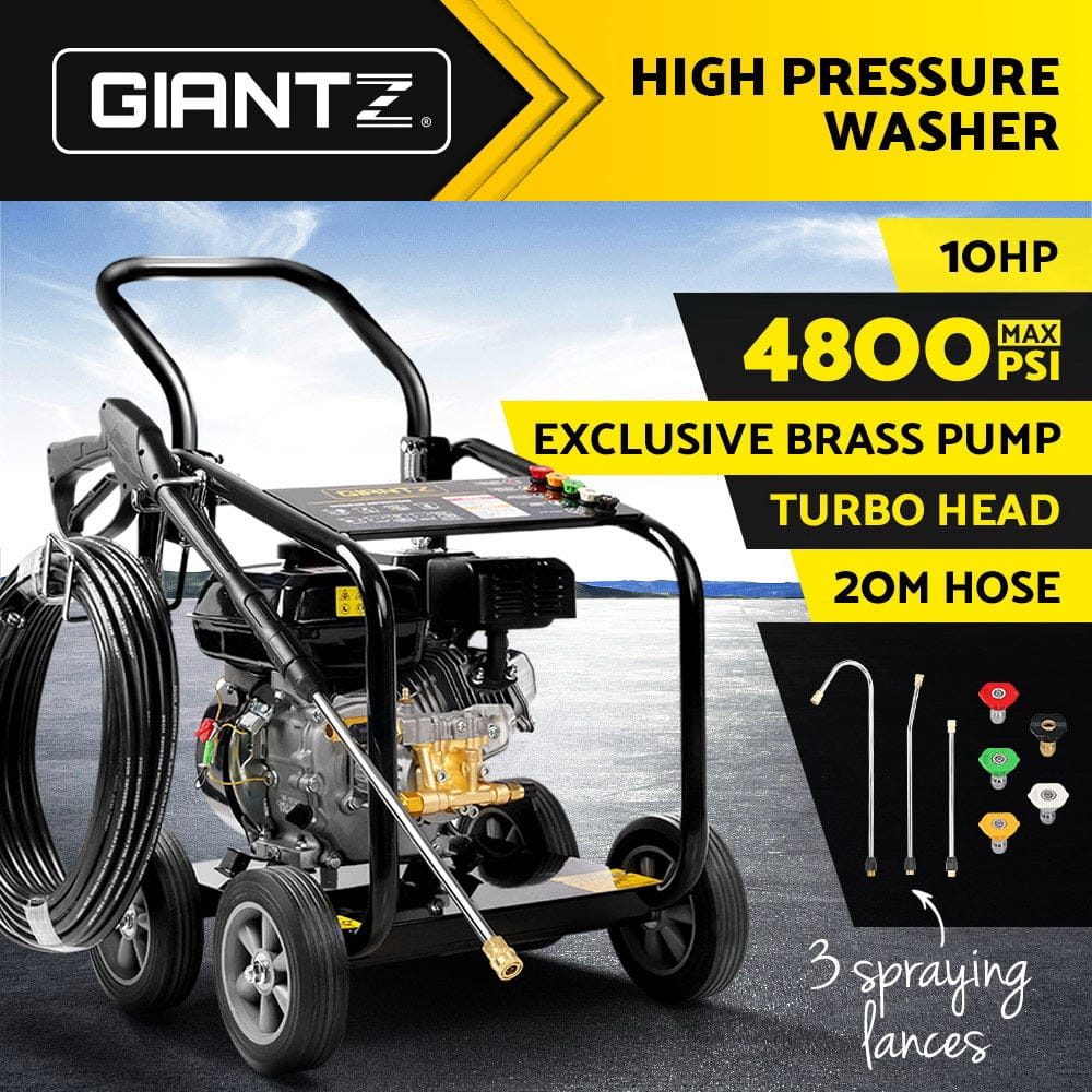2026 4800PSI Petrol High Pressure Cleaner Washer 10HP 20M Hose Gurney
