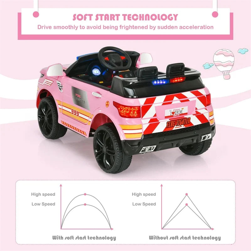 2026 Kids Ride On Police Car 12V Battery Powered Electric Riding Toy Truck Car with LED Siren Flashing Light