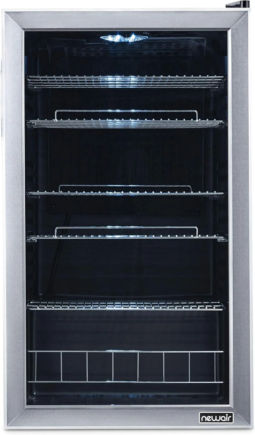 2026 Beverage Refrigerator Cooler | 126 Cans Free Standing with Right Hinge Glass Door | Mini Fridge Beverage Organizer Perfect For Beer, Wine, Soda, And Cooler Drinks