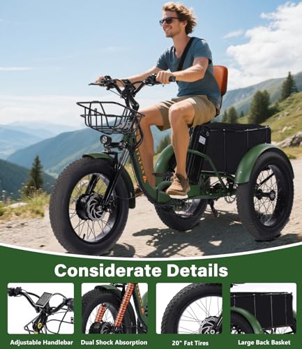2026 Adult Electric Tricycle Adult Tricycle 3 Wheel Bikes Adults Electric Three Wheel Bike