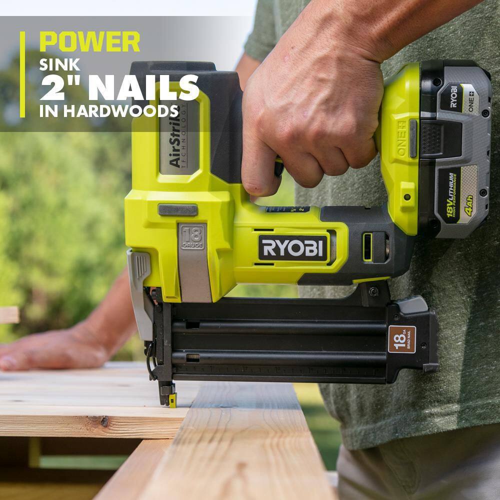 2026 ONE+ 18V 18-Gauge Cordless AirStrike Brad Nailer with 4.0 Ah Battery and Charger P321K1N