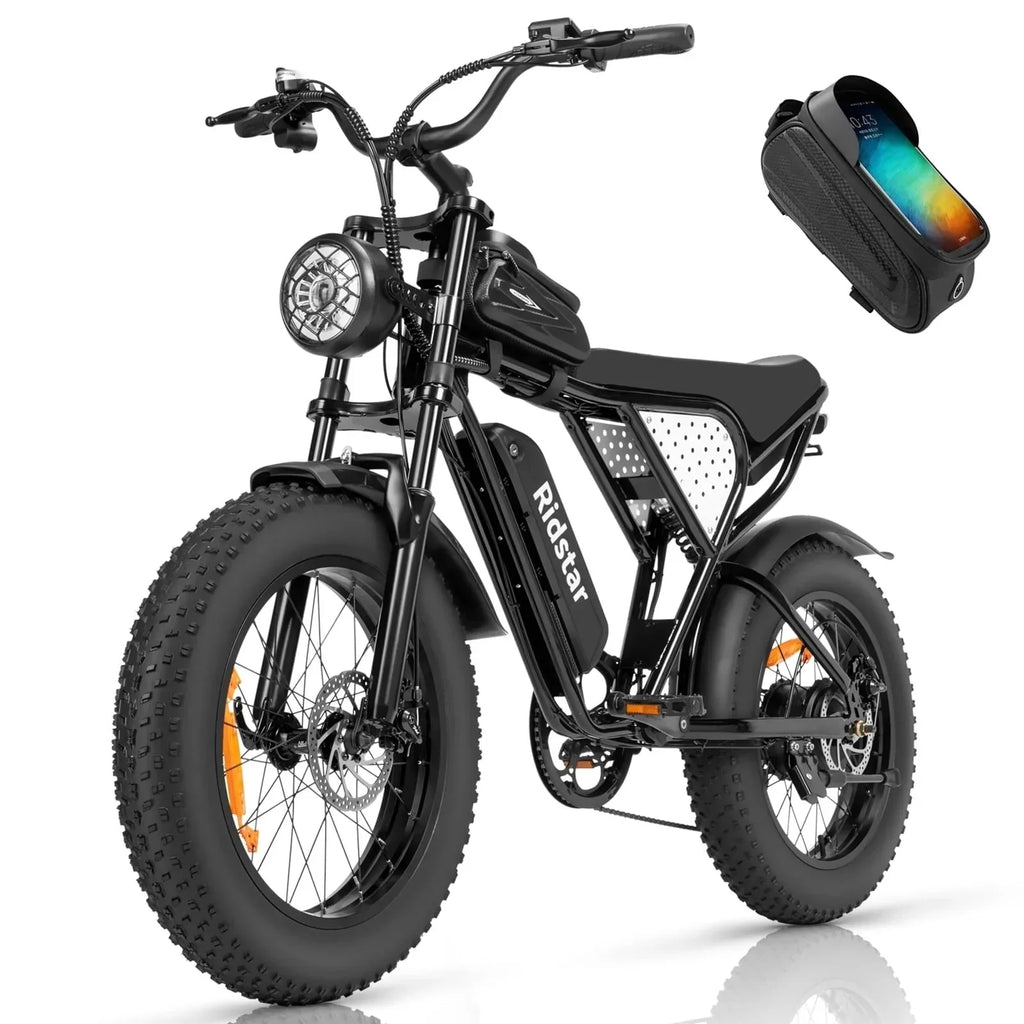 2026 NewRidstar electric bicycle for adults, 1200 W, 48 km/h mountain bike, 48 V 15.6 Ah battery, 20" fat bike tires, 7-speed full suspension