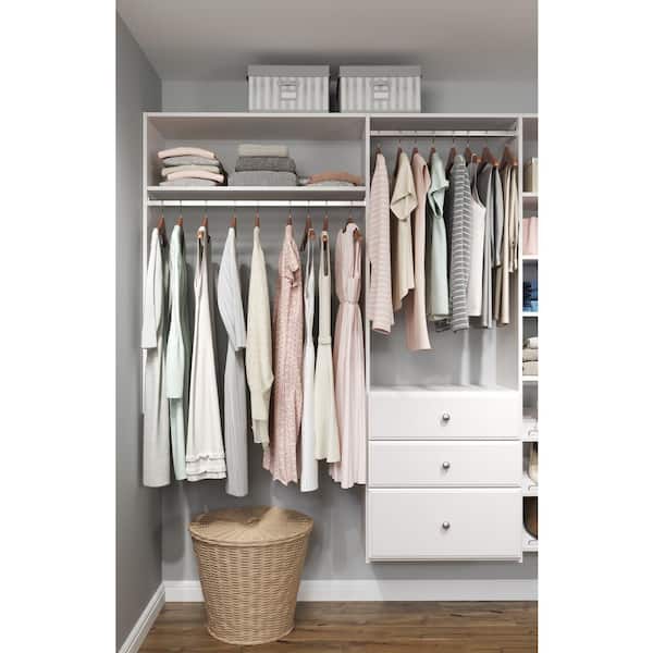 2026 Dual Tower 96 in. W - 120 in. W White Tower System Wall Mount 14-Shelf Wood Closet System