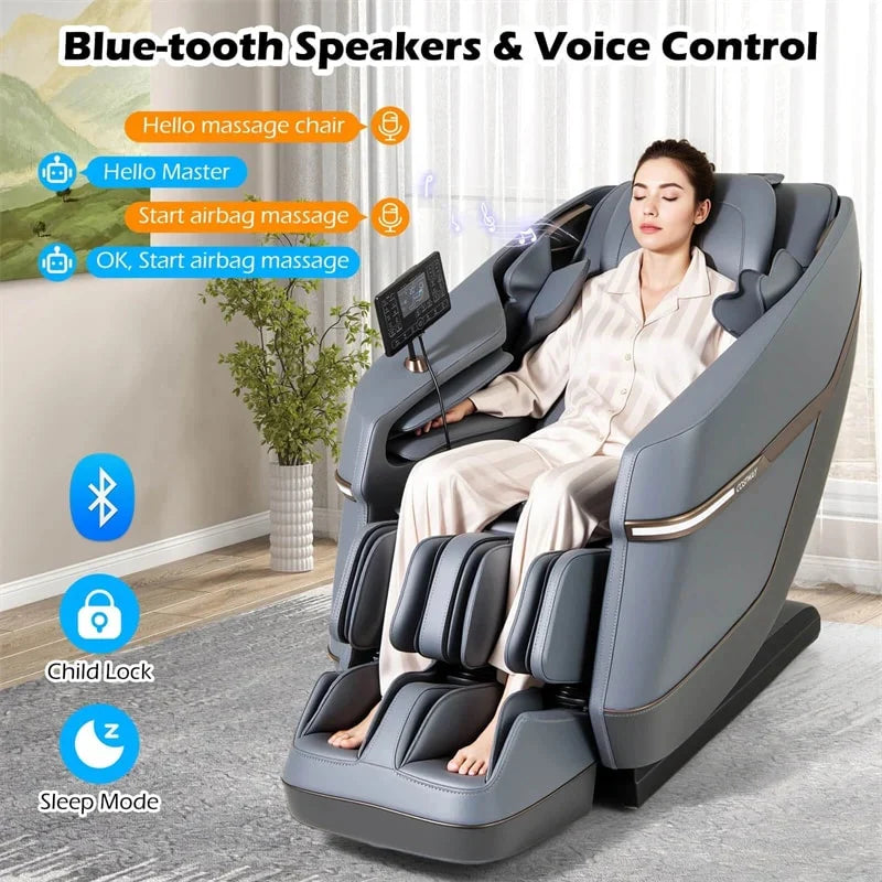 2026 Full Body Zero Gravity Massage Chair, SL Track Massage Recliner with Airbags, Back & Waist Heater, Foot Rollers, Touch Screen, Auto Shoulder Scan