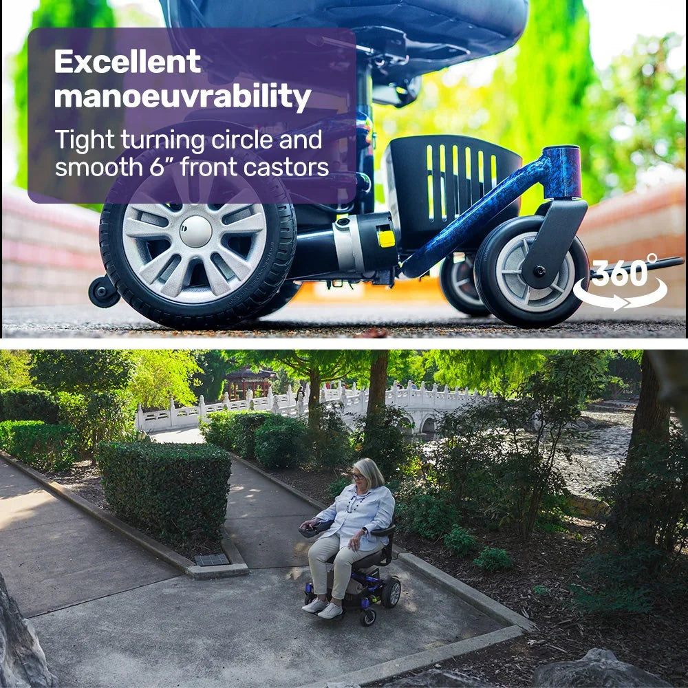 2026 Heavy Duty Electric Wheelchair, Up to 20km Range, Ultra-Comfortable, Great Turning Circle, Safe Stable Non-Slip Anti-Roll Back Power Chair, Blue