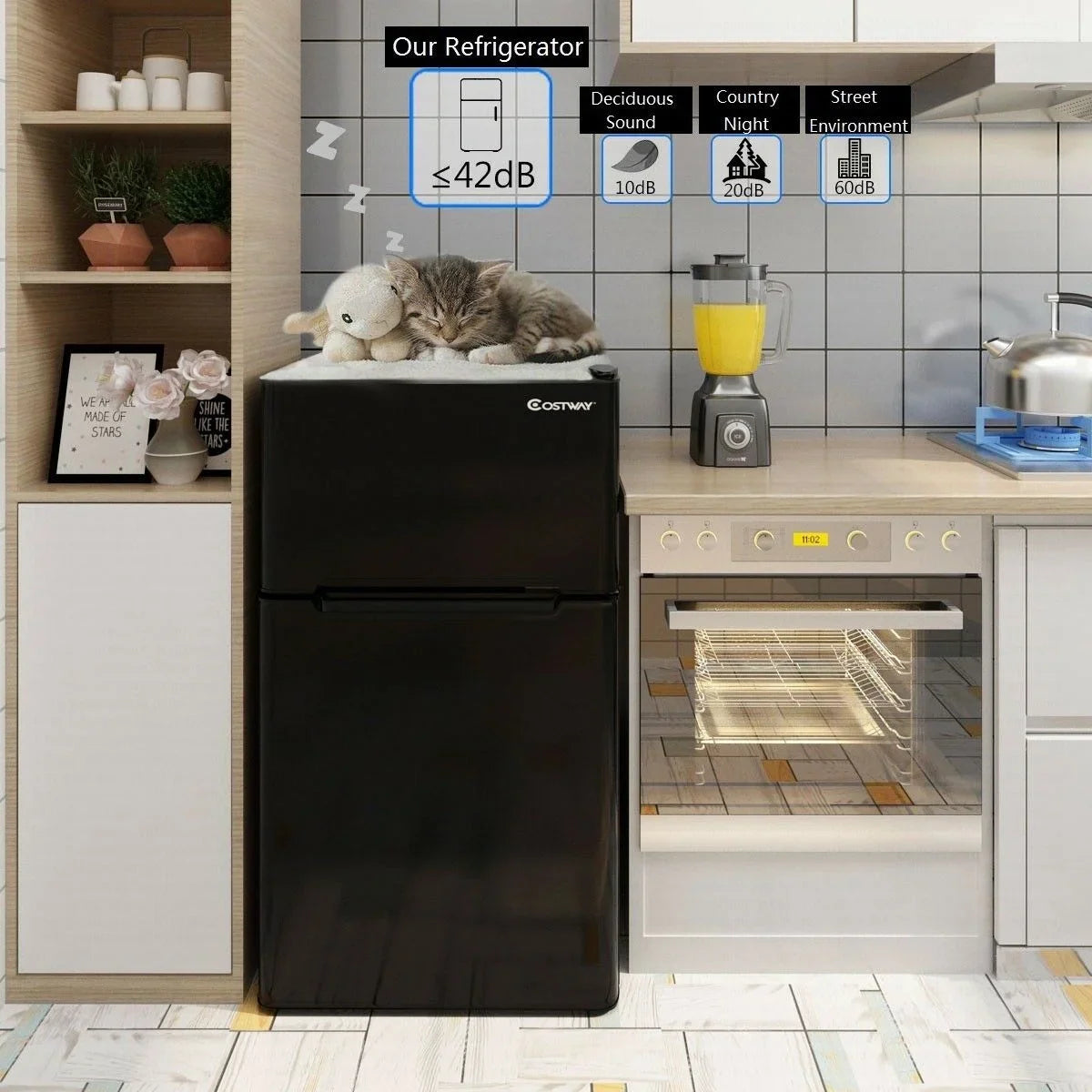 2026 NewCostway Refrigerator Small Freezer Cooler Fridge Compact 3.2 cu ft. Unit, Grey