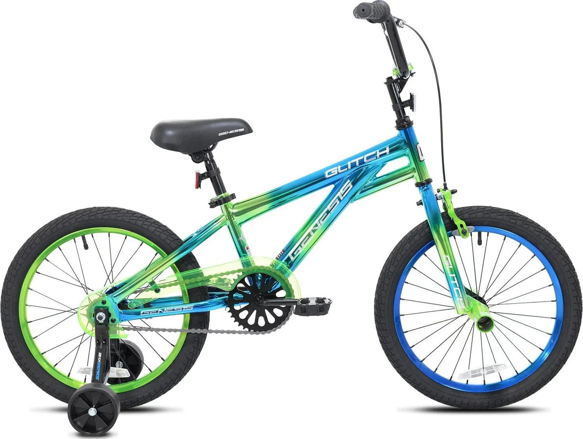 2026 NewGenesis 18 Glitch Boy’s BMX Bike, Blue/Green