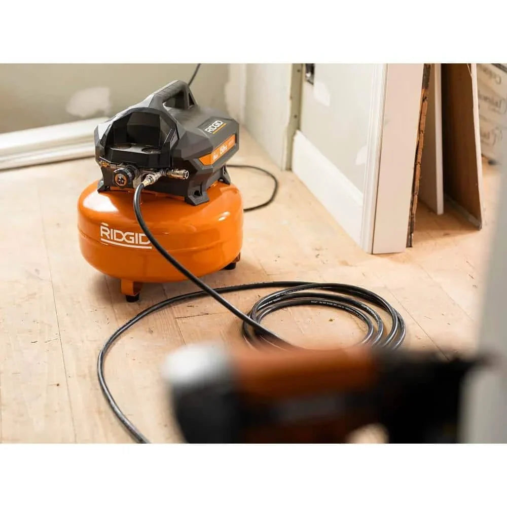 2026 NewPortable electric flat compressor (6 gallons) with 18GA brad nailer, 16GA straight nailer and 18GA stapler R69603FK