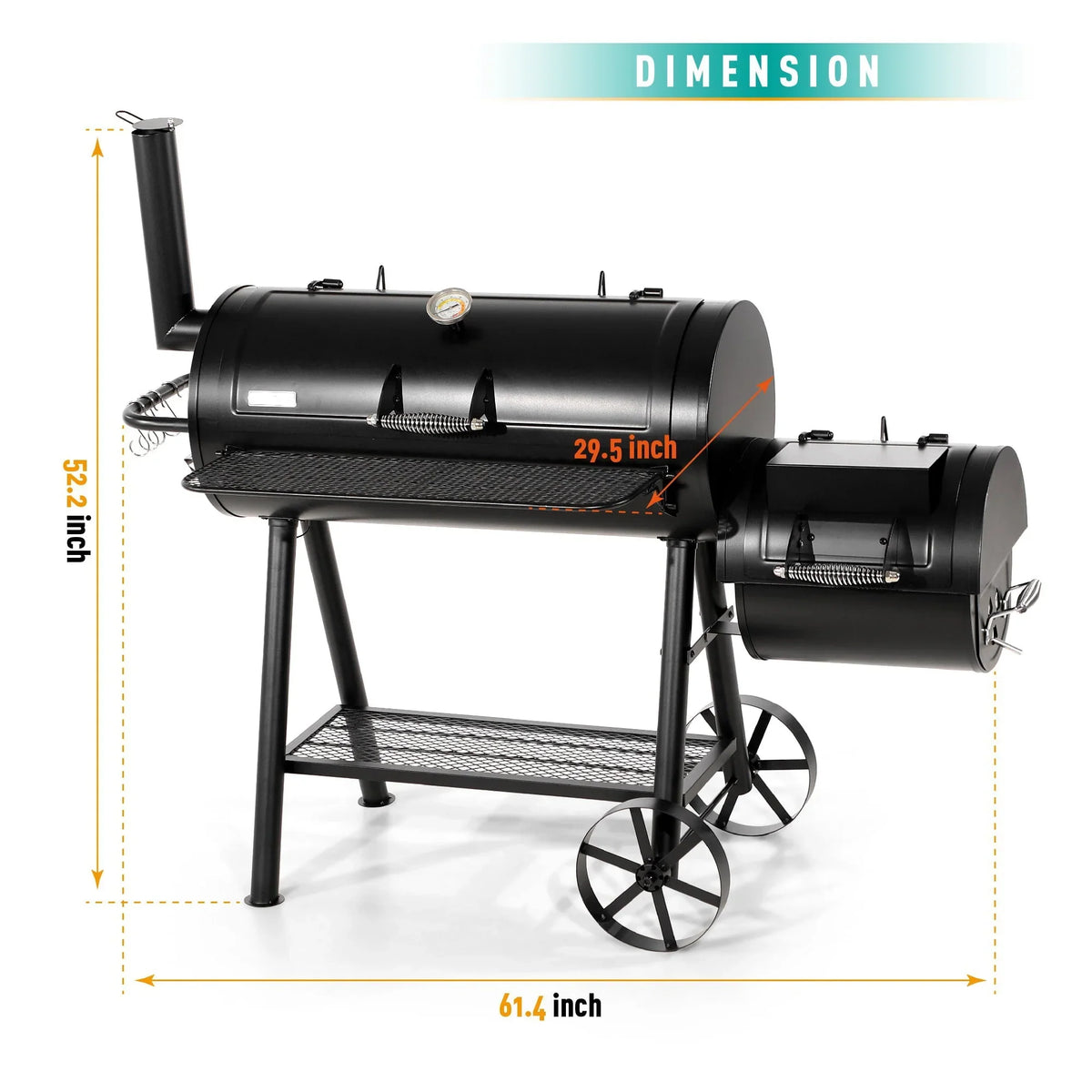 2026 941 Sq.in. Overlarge BBQ Charcoal Grill with Offset Smoker, Black