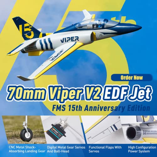 2026 Fms Rc Jets 70mm Viper V2 EDF Navy Blue rc Airplanes for Adults for Trainer for Beginners 6 CH Remote Control Planes PNP (NO Control Battery Charger)