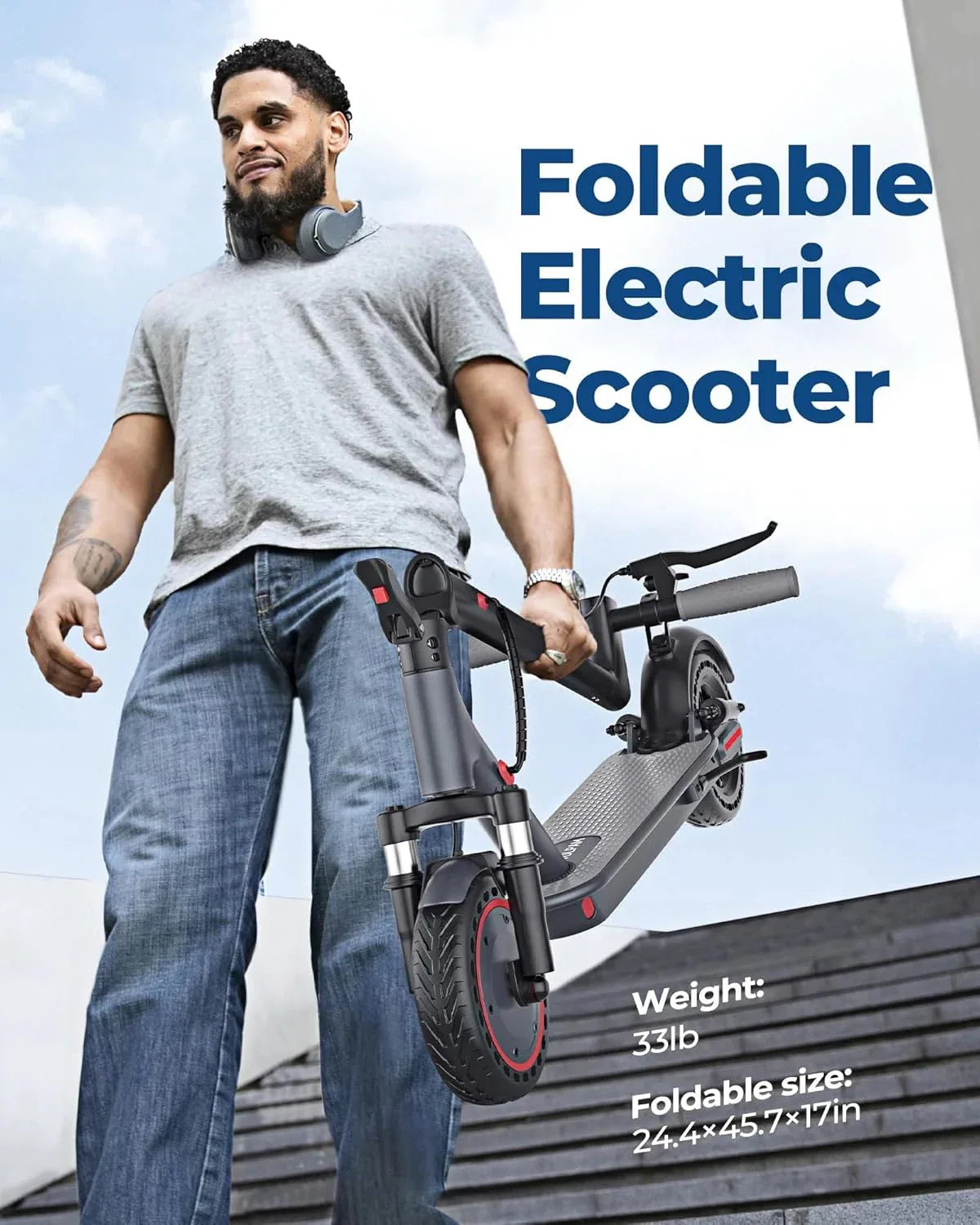 2026 NewElectric scooter, 350W/500W powerful motor, 8.5"/10" solid rubber tires, 19/22 mph, 28/21/12 mile range, dual brakes