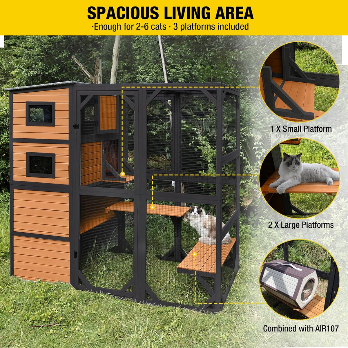 2026 Large Cat Catio, 4 Tiers, Weatherproof Roof, 70"H x 77"L