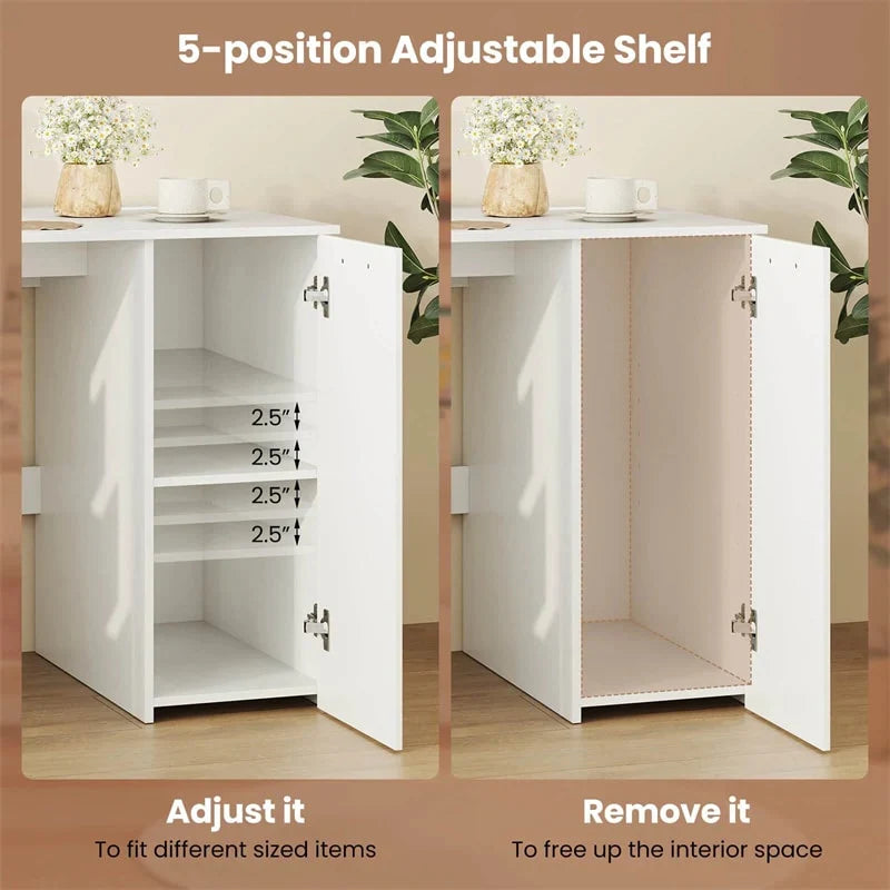 2026 53" Computer Desk with 4 Storage Drawers & Cabinet, Home Office Desk w/ Charging Station, Adjustable Shelf & Cable Management for Study, Makeup