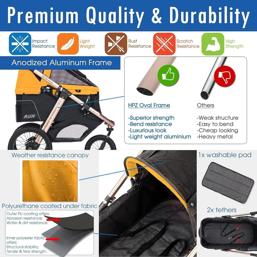 2026 NewJogging Sports Stroller with Comfort Rubber Wheels/Zipper-Less Entry/1-Hand Quick Fold/Aluminum Frame for Small/Medium Dogs, Cats and Pets (Green Camo)