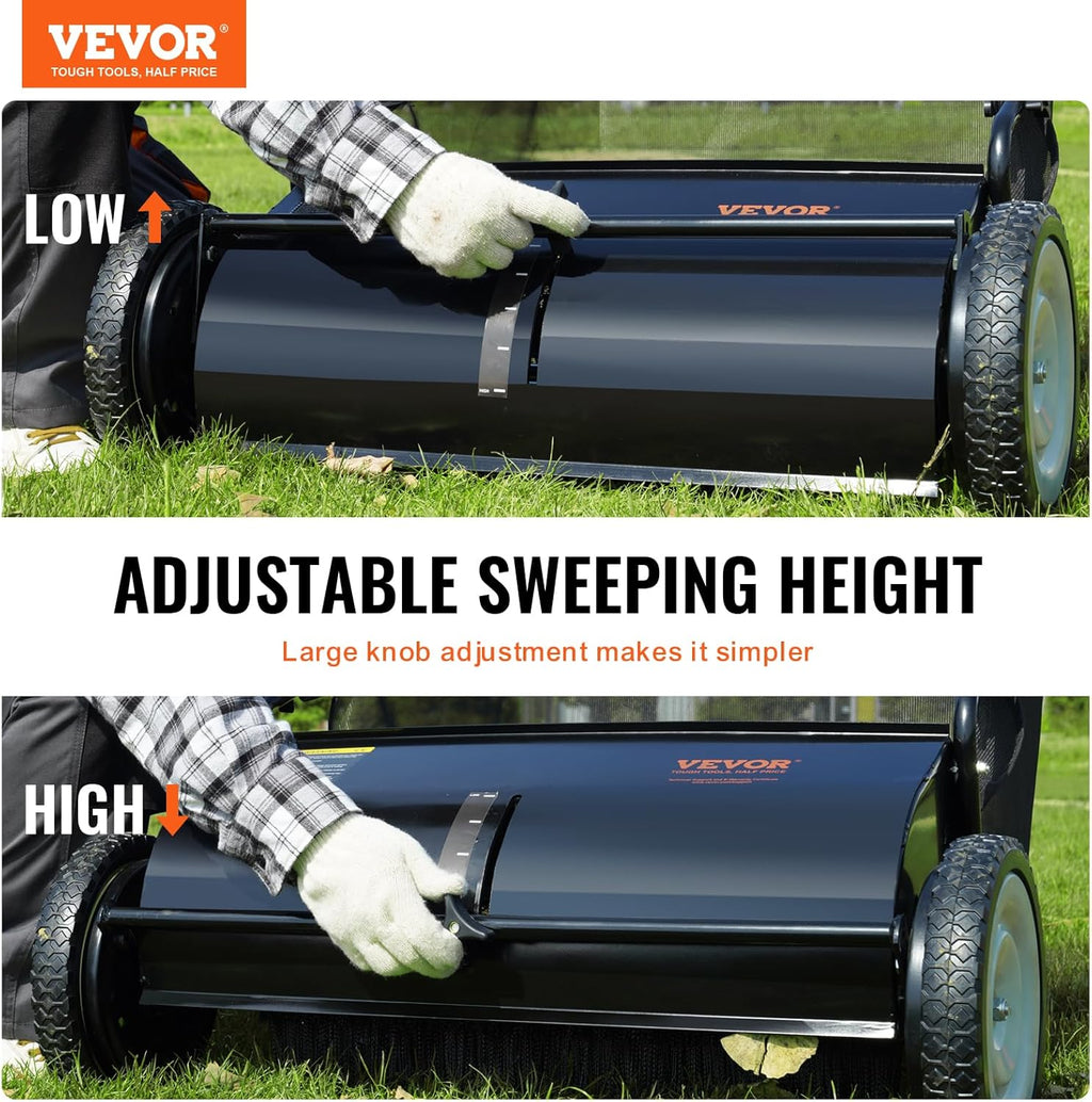 2026 Heavy Duty Steel 26 Inch Collector Push Lawn Sweeper