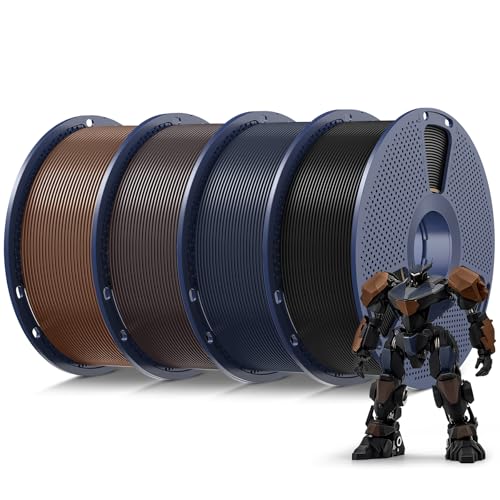 2026 SUNLU 4kg PLA 3D Printer Filament Bundle, Neatly Wound PLA Filament 1.75mm ±0.02mm, Individually Vacuum Packed, 4kg in Total, 1kg per Spool, 4 Pack, 4000g, 4Black